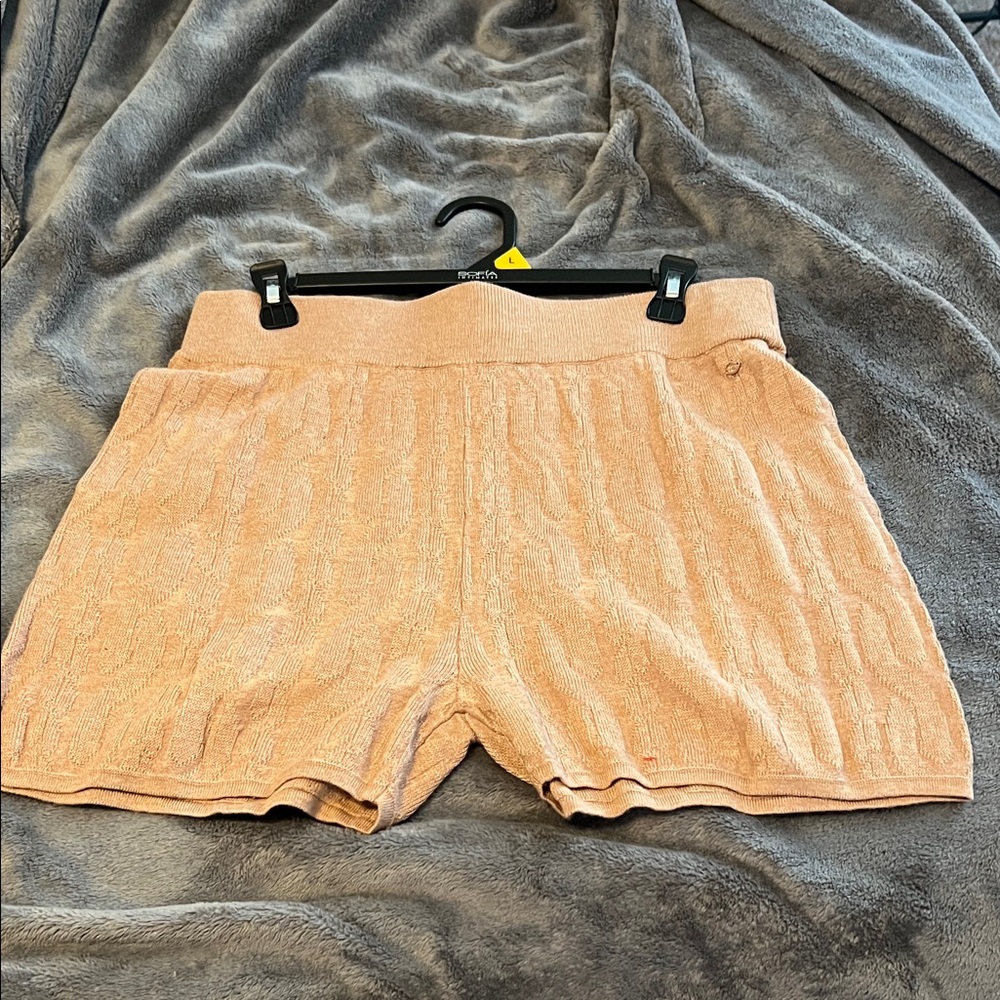 Sofia by Sofia Vergara High Waist Knit Shorts - Tan